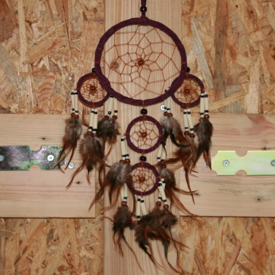 Dream Catcher met kralen paars Ø 12cm